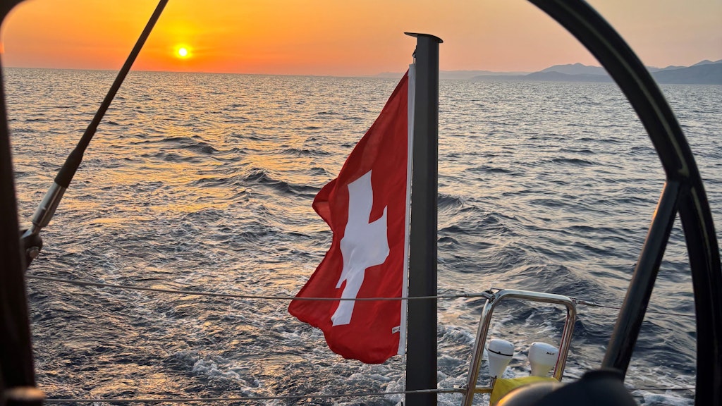 Watching the sun go down from the stern of the LOMA.