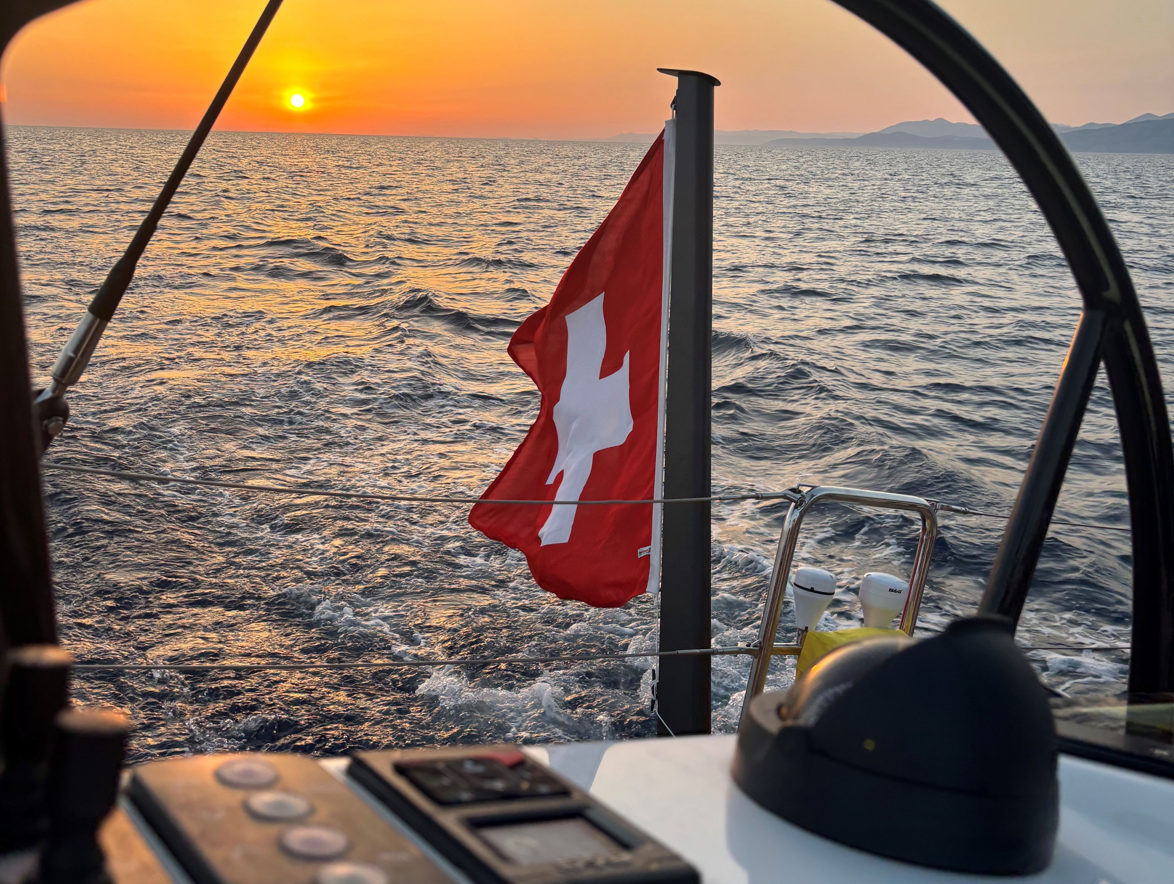 Watching the sun go down from the stern of the LOMA.