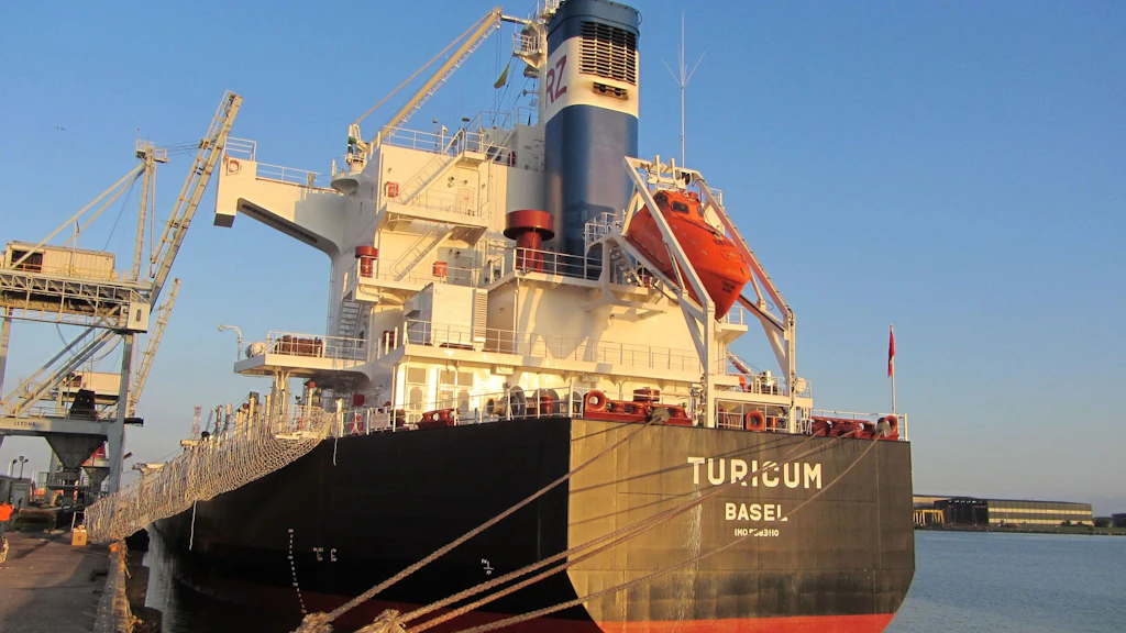 The Swiss-flagged commercial seagoing vessel TURICUM of the shipping company Reederei Zürich.