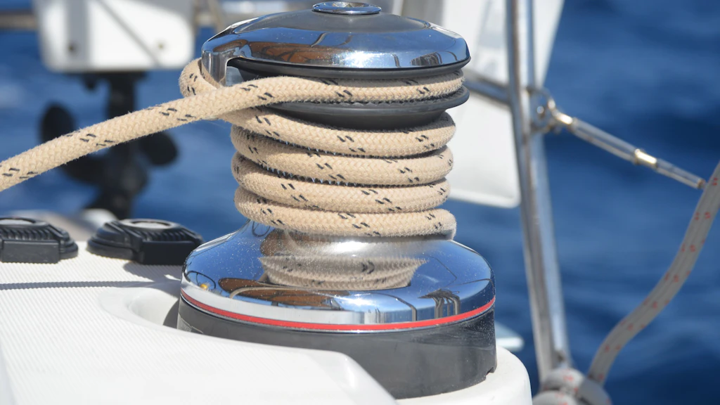A sheet secured on a winch.